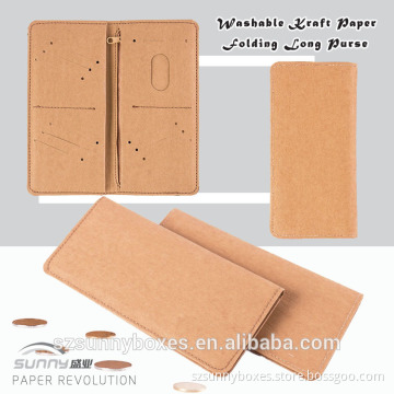 Durable Kraft Paper Portable Long Wallet Purse With 10 Card Slots